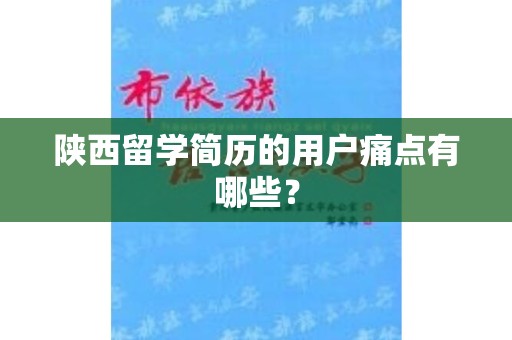 陕西留学简历的用户痛点有哪些？